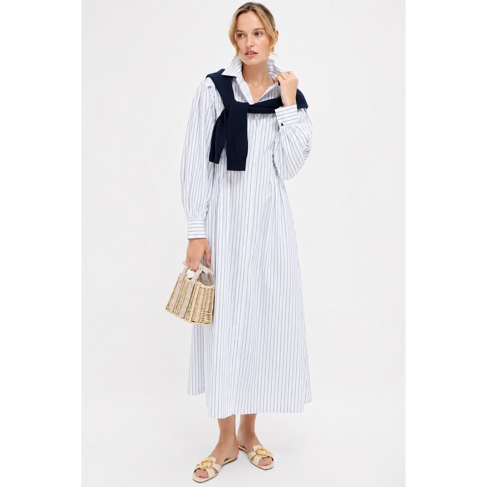 tuckernuck corinne dress white blue stripe M